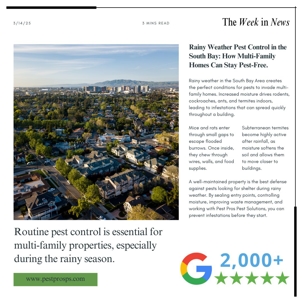 Rainy Weather Pest Control in the South Bay: How Multi-Family Homes Can Stay Pest-Free.